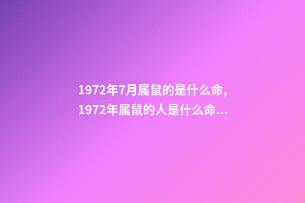 1972年7月属鼠的是什么命,1972年属鼠的人是什么命 属鼠的七月运势如何,72年属鼠的7月份的运势咋样求知道!-第1张-观点-玄机派